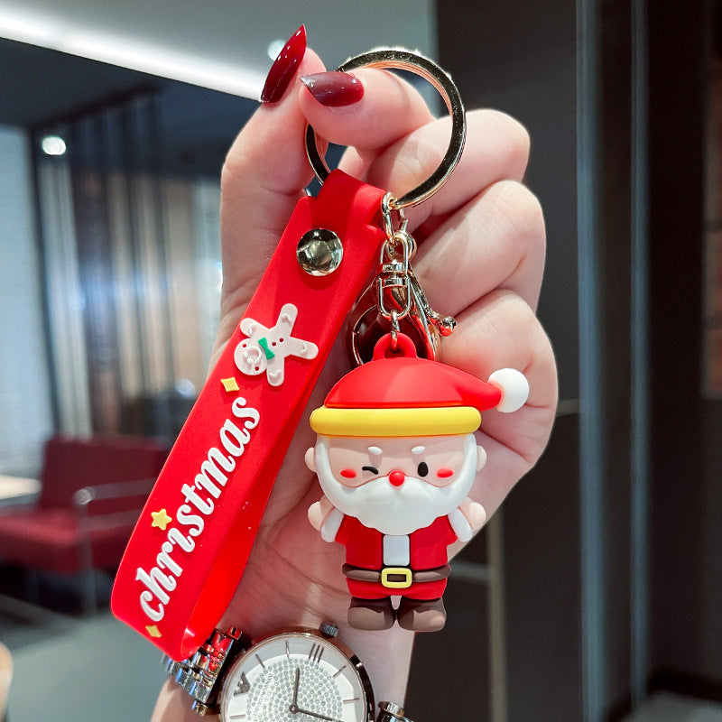 Wholesale Christmas Soft Rubber Cute Santa Claus Keychain